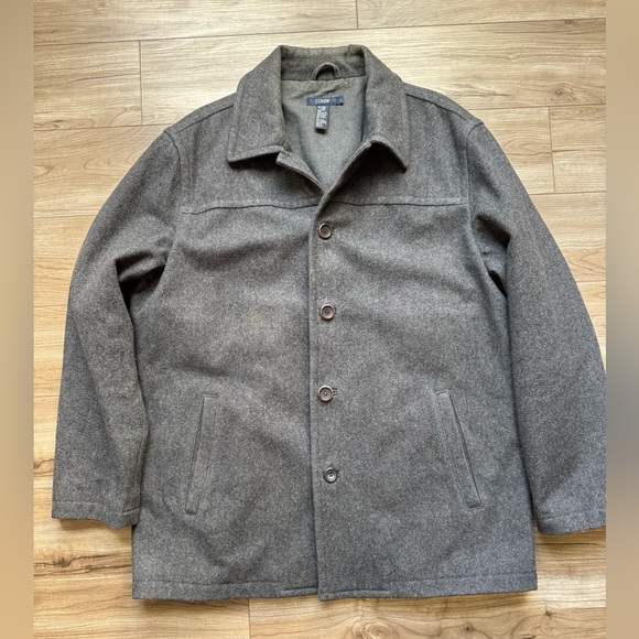 J Crew Men’s Wool Coat Winter Jacket Charcoal Size L style 60567 - Picture 1 of 12
